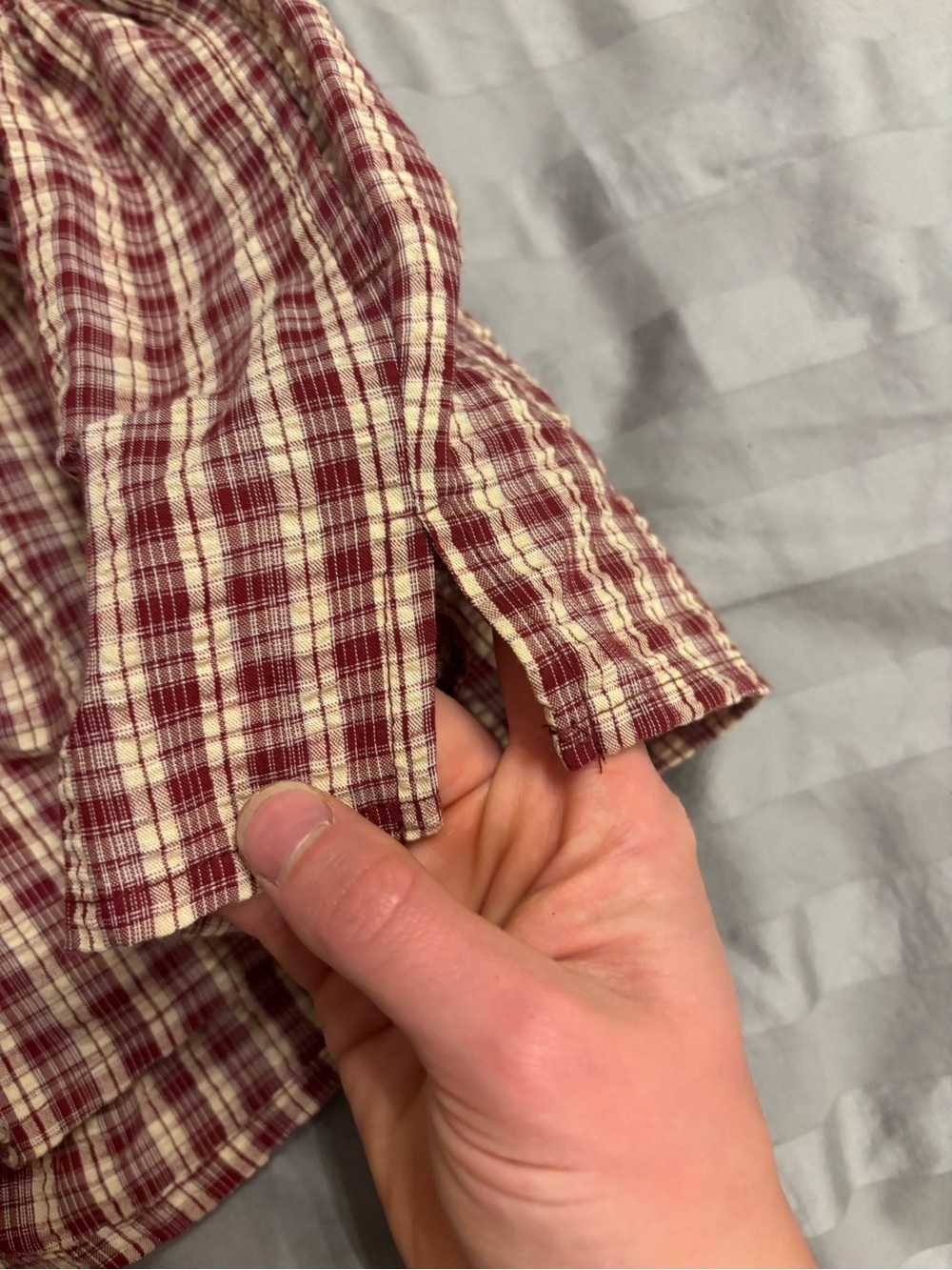 Mighty Fine Burgundy and Cream Plaid High-Waist Shorts - Picture 5 of 6